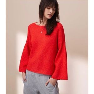 Lou & Grey Ribtrim Bellsleeve Wool Sweater Red S